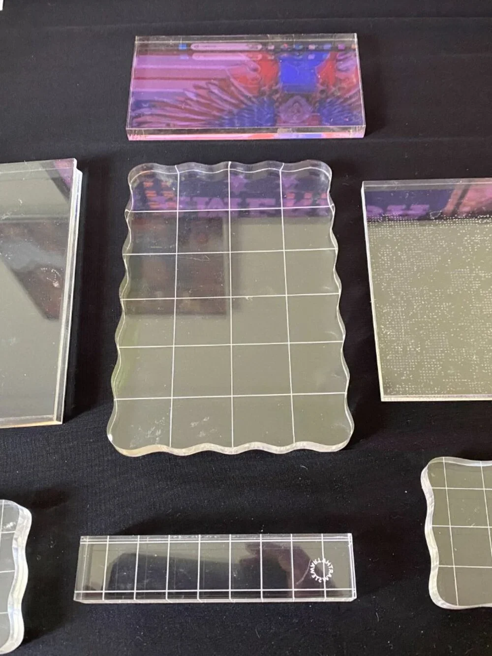 7 CLEAR SEE THRU DIFFERENT SIZES STAMPING BLOCKS